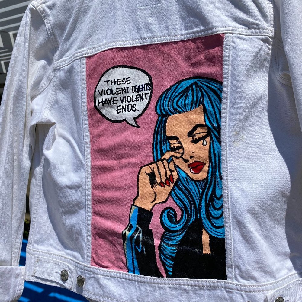 CUSTOM ARTWORK WHITE DENIM JACKET